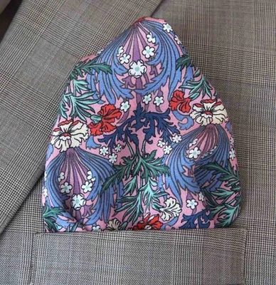 NEW Hand Stitched Belgravia Silk Satin Pocket Square Bronwyn Floral Men's - Image 1 of 4