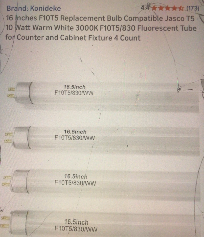 4 Pack KONIDEKE 16 in. F10T5 Fluorescent Bulb  3000K Cabinet lights. # 38 - Image 1 of 1