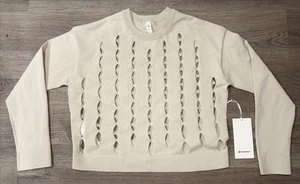 NWT Lululemon Open Hole Mesh Knit Pullover Bone Size Medium Women’s MSRP $148 - Picture 1 of 12