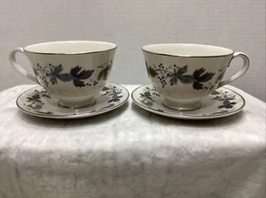 Royal Doulton Burgundy Cups & Saucers 4 Sets - Picture 1 of 3