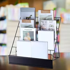 Wire Display Rack Literature Brochure Magazine Book Tabletop Greeting Card Stand - Picture 1 of 13