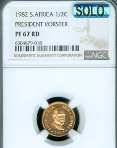 1982 SOUTH AFRICA 1/2 CENT NGC PF67 MAC SOLO FINEST & SPOTLESS RARE * - Picture 1 of 2