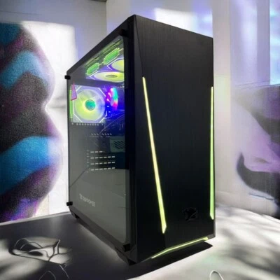 iBuyPower Desktop ARGB Lighting i7 16GB RAM SSD AMD RX580 Windows 11 Gaming PC - Image 1 of 4