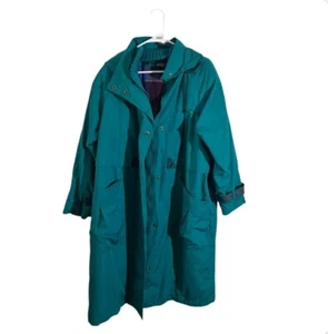 Vintage Komitor Teal Green Hooded Coat Overcoat Womens Size 18W READ - Picture 1 of 11