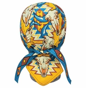 Longhorn Southwest Doo Rag Headwrap Skull Cap Biker Durag Sweatband Capsmith - Picture 1 of 4