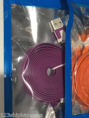 Cable Cargador Sincronización de Datos MICRO USB Fideos Planos PARA Teléfonos Inteligentes Android LG HTC Foto 1 de 4