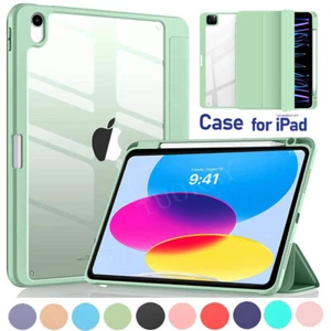 For iPad 7/8/9/10/11th Gen A16 Air M3 6 5 4 Pro 11 13 Smart Case with Pen Holder - Picture 1 of 56
