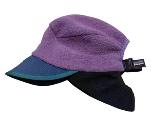 Patagonia Entenbill Hut Vintage 90er Synchilla Fleece Ohrklappe USA S/M lila/blau - Bild 1 von 4