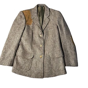 Vintage LL BEAN Harris Tweed Blazer Jacket Shooting Hunting Sport Coat Medium - Picture 1 of 20