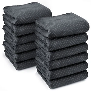 12 Moving Blanket Furniture Pads - Ultra Thick Pro - 40" x 72" Black - Picture 1 of 4