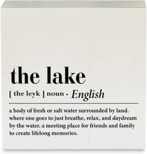 The Lake Definition Wood Box Sign Rustic Lake House Wooden Box Sign Decorative C - Picture 1 of 6
