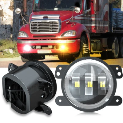 Pair 4 Inch LED round Driving Fog Lights White/Amber for Freightliner Coronado - Image 1 of 4