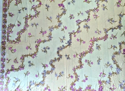 Vtg '70s Polyester 4-way Stretch Fabric Muted Fantasy Floral Print 54" x 48"w Pc - Image 1 of 4