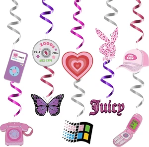 Y2K 2000S Pink Hanging Swirl Party Decorations 30Pcs Spiral Decor Sweet Heart Cu - Picture 1 of 12