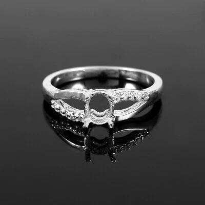 Semi Mount Ring 925 Sterling Silver Jewelry Stone Setting Size 5X4 MM Oval Shape - Image 1 of 4