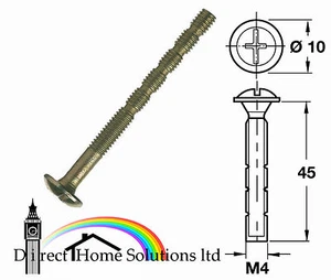 HAFELE M4 SNAP OFF 45mm THREATED MANIJA PUERTA PERNO TORNILLO PERNOS 25 50 100 - Imagen 1 de 8
