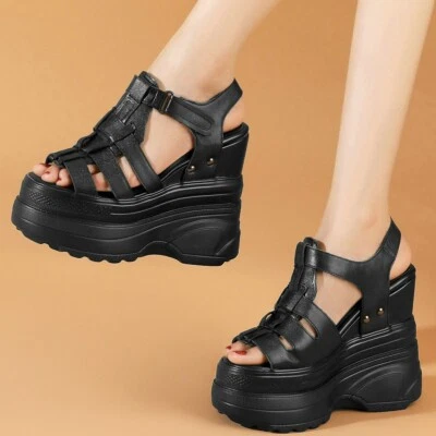 16cm High Heel Sandals Women Leather Platform Wedge Pumps High Heel EUR 33-47 - Image 1 of 4