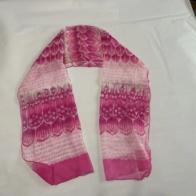 Vintage Burmel Silk Blend Scarf Pink Ombre Watercolor Art Japan - Image 1 of 4