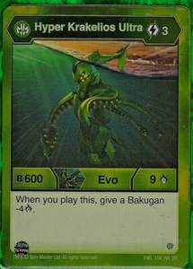 1 x Bakugan Resurgence Hyper Krakelios Ultra Evo Card - ENG 154 RA BR New - Picture 1 of 1