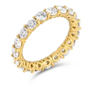 Stunning 3CT TW Round Lab-Created Diamond Eternity Wedding Band 14K Yellow Gold - Picture 1 of 1