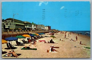 Postcard Virginia Beach VA c1950 Looking North Along the Beach Boardwalk Bathers - Picture 1 of 2