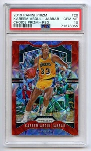 Panini Prizm #20 2019 Kareem Abdul-Jabbar Choice Prizm Red/88 Lakers SP PSA 10 - Imagen 1 de 2