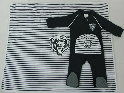 Juego de mantas de 3 piezas para bebé Chicago Bears NFL Foto 1 de 3