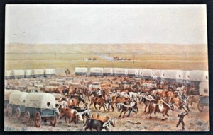 Yoking Up in Corral Painting by Wm Jackson Postcard PC 1960s Nebraska Historical - Imagen 1 de 1