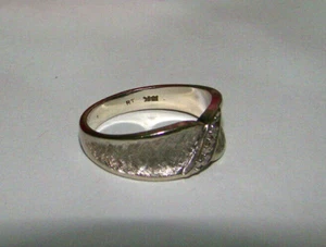 Vintage 14K White Gold Florentine Natural Diamond Ring Size 8 - Picture 1 of 9