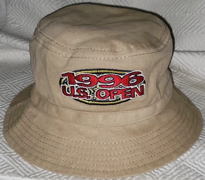1996 US Open USTA Tenis Cubo Sombrero Grande 23" BEIGE Bordado Sampras Chang Foto 1 de 4