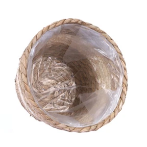 Woven Planter Wicker Storage Basket Natural Fiber Straw Flower Pot - Picture 1 of 12