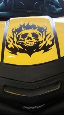 Calcomanía calavera llama capó grande gráficos automáticos pegatina camión coche remolque barco 20x24" Foto 1 de 3