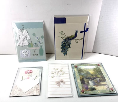 Tarjetas 3D adornadas en blanco mágico de papel 5X NUEVAS Estate #9 Foto 1 de 4