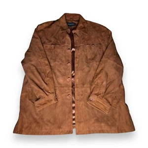 Baracuta weiches Wildleder Leder tabakfarben Button Down Mantel Jacke Herren Größe XL - Bild 1 von 8