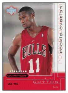 E098 A.J. GUYTON RC 2000-01 UPPER DECK STANDING OVATION 22/50 #87 CHICAGO BULLS