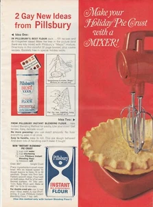 1964 Pillsbury Flour Vintage Print Ad Holiday Pie Crust Mixer 2 Gay New Ideas - Picture 1 of 1