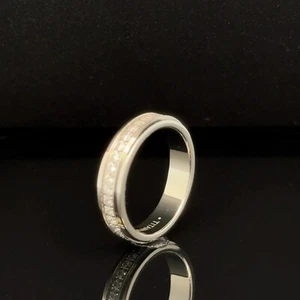 Elegant 5mm Titanium Wedding Band Slim Channel CZ Diamond Inlay His & Her Ring - Picture 1 of 4