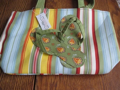 Bolso de Mano Longaberger Homestead Girasol Rayas con Chanclas Adorno Foto 1 de 4