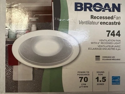 Broan NuTone 744 70 CFM White Bathroom Exhaust Fan 1.5 Sones - Image 1 of 2