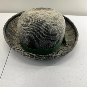 Vintage Montaldo's bretonischer Strohhut mit grünem Band Mid Century Millinery - Bild 1 von 14