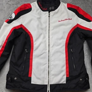 One Sexy Biker Chick Motorrad Jacke Damen XL weiß schwarz Full Zip gefüttert Logo - Bild 1 von 23