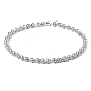8-9mm White Natural Freshwater Pearl Necklace 925 Sterling Silver clasp for Wome - Picture 1 of 7