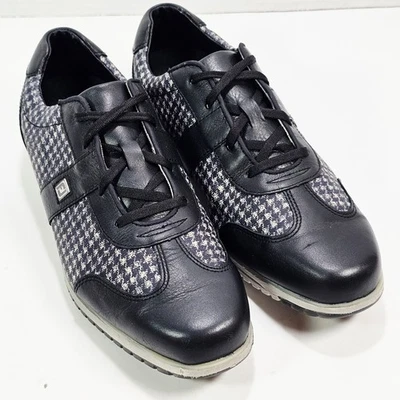 Footjoy Womens 9.0 M Black Houndstooth Spikeless Golf Shoes 97720 - Image 1 of 4