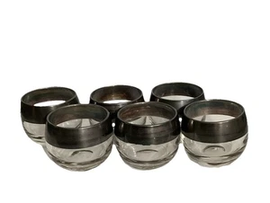 "Juego de 6 vasos de polietileno con bandas plateadas vintage Dorothy Thorpe deslustrados" - Imagen 1 de 4