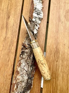 Jagdmesser , Karesuando Skinner 80 Griff karelische Maserbirke, Hirschhorn - Bild 1 von 5