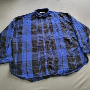 Old Navy Shirt Womens XXL 2XL Long Sleeve Button Up Boyfriend Pocket Plaid Blue - Picture 1 of 11
