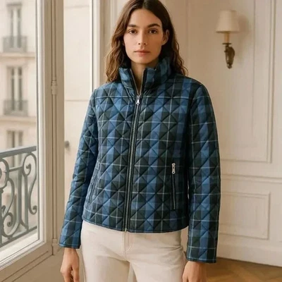 Lands End Women's Down Alternative Plaid Primaloft Puffer Jacket Size Small - Image 1 of 4