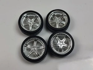 Llantas 1/24 1/18 llantas neumáticos cromo plato profundo dividido 5 radios modelo coche furgoneta repuestos  - Imagen 1 de 6