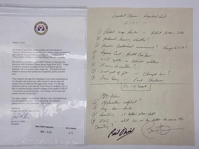 Interview Notes Of Bill O'Reilly And Barack Obama ( O'Reilly Autographed Copy) - Image 1 of 4