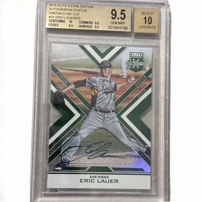 ERIC LAUER 2016 Panini Elite Extra Toronto Blue Jays Die Cut Auto /25 BGS 9.5 10 - Image 1 of 2